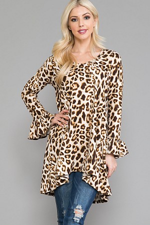 Long Sleeve Tunic with Ruffled ...